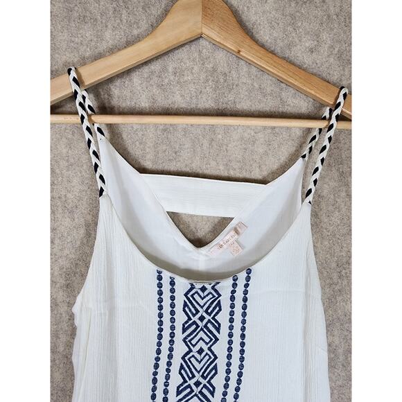 SKIES ARE BLUE White Embroidered Sleeveless Rope Straps Boho Hippie Top SZ MP - Picture 4 of 8